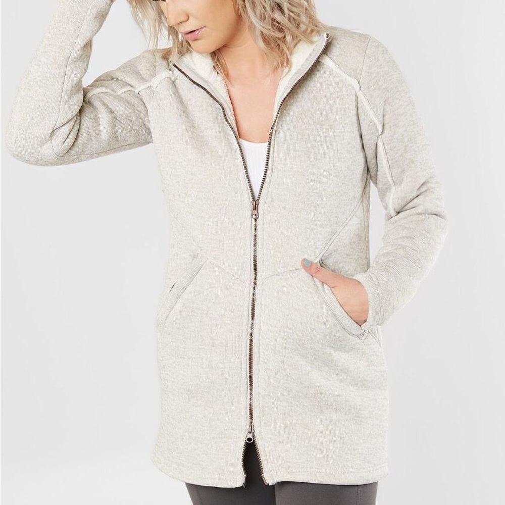 Avalanche Fleece Jacket with Hood, Avalanche Long Gray Sherpa Hoodie Sweatshirt
